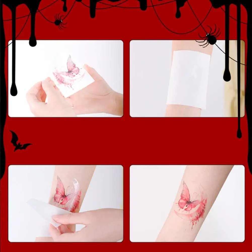 5-blatt Halloween realistische blutige Wunde Tattoo Aufkleber Spinnennetz Tattoo für Gesicht und Körper Dekoration wasserdichte DIY Aufkleber