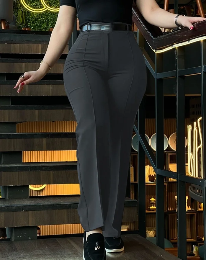 Pantalon droit taille haute pour femme, automne et hiver 2025, nouveau pantalon à jambe droite à la mode et élégant