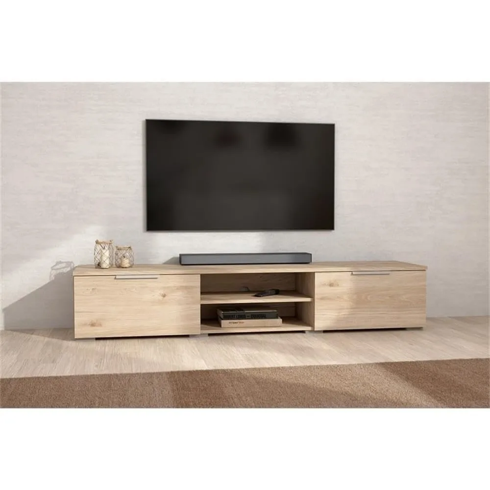 Mobile TV contemporaneo con contenitore in finitura Hickory, ispirato a Jackson