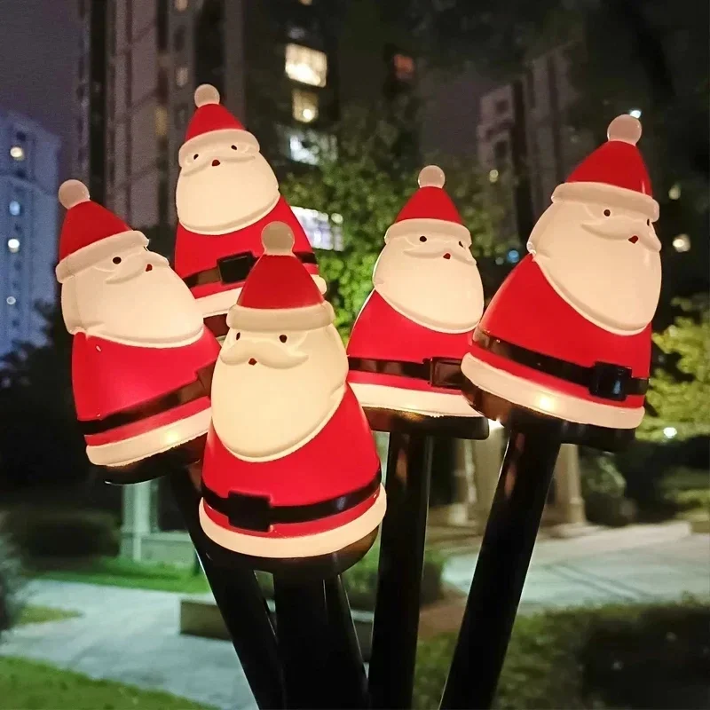 Solar Candy Cane Lights Santa Claus Lawn Lamps Pumpkin Pathway Lights Waterproof Decorative Light for Patio Pathway Courtyard