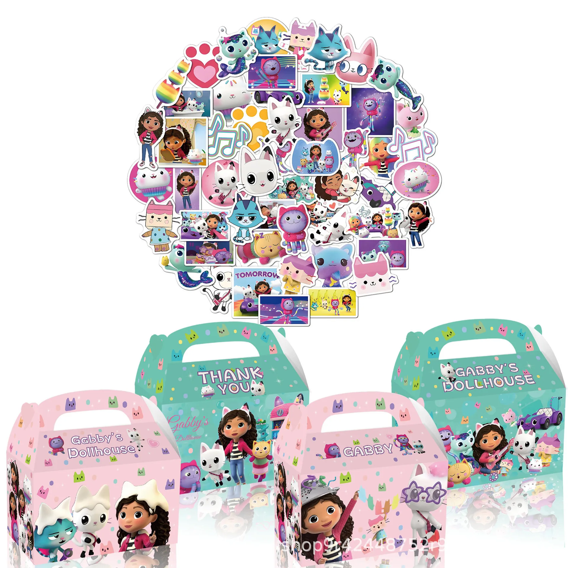 Anime GABBY's Dollhouse Magic Elf Birthday Gift Candy Handheld Storage Paper Box view 4