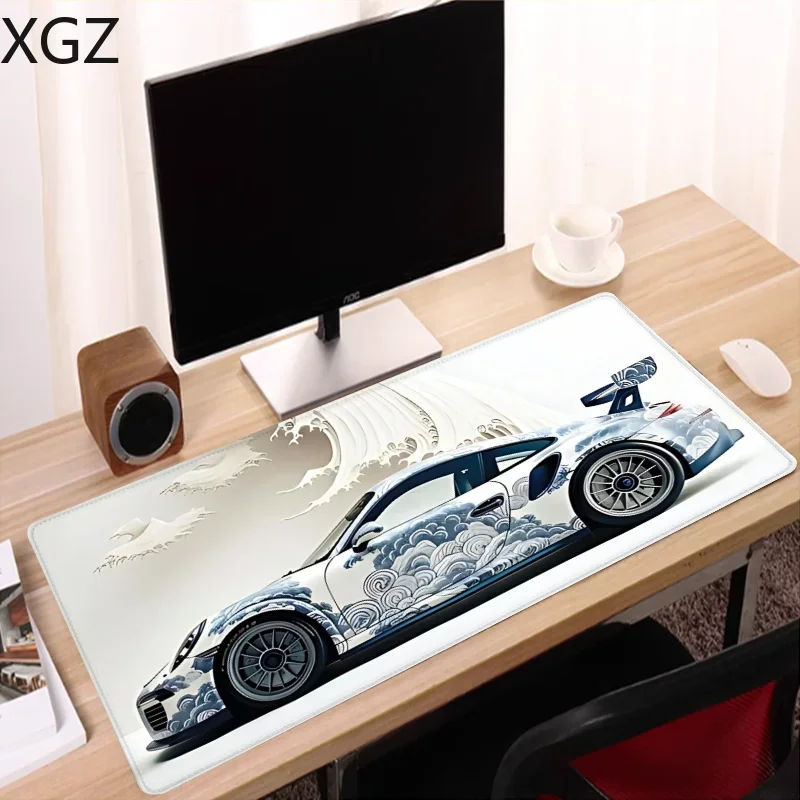 Wave Racing Car Mouse Pad Gaming Accessories Large Desk Pad Xxl Mat Anti-Slip Rubber Office Carpet Table Cushion Gamer Desk Rug