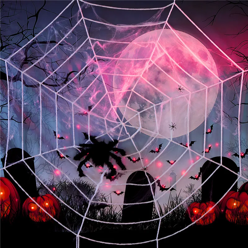 Halloween cobwebs decorated haunted house party trick props spider silk simulation Okumo combination scene layout