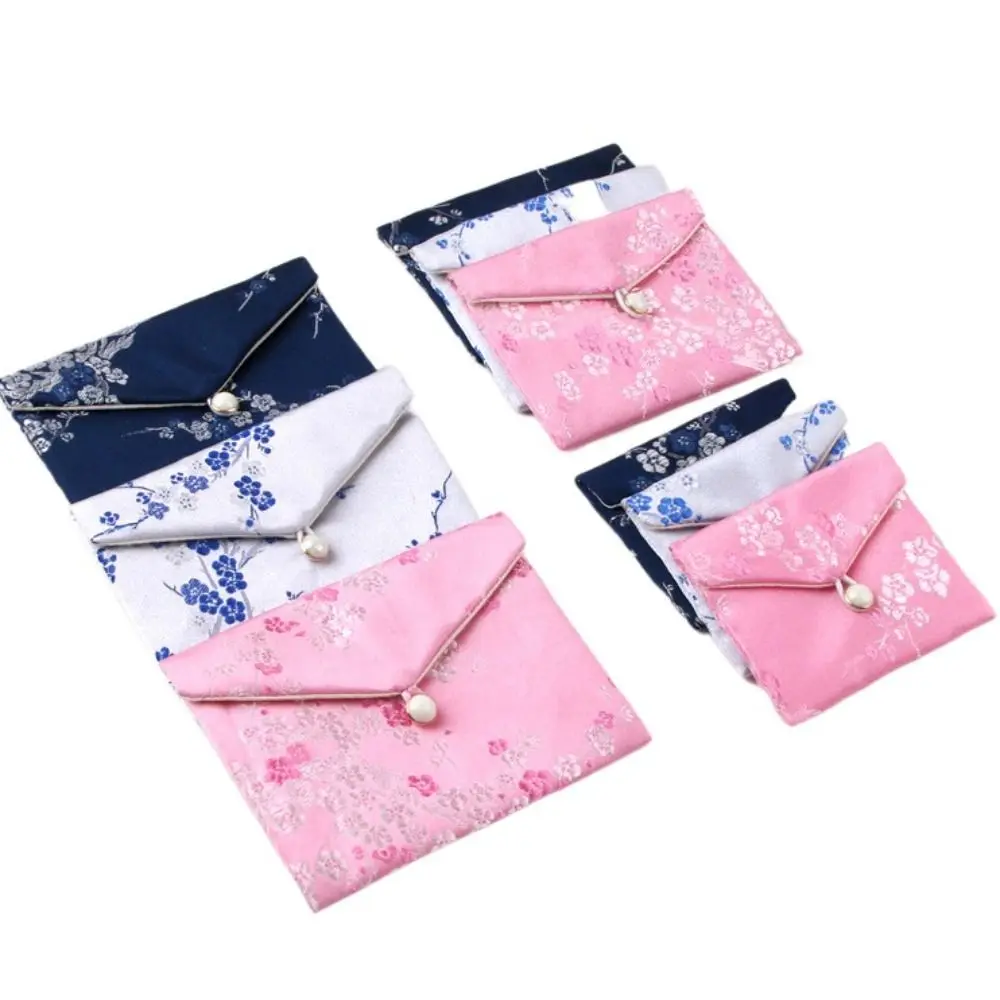 

Retro Satin Jewelery Bag Buckle Floral Wallet Necklace Bag Purse Coin Purse Party