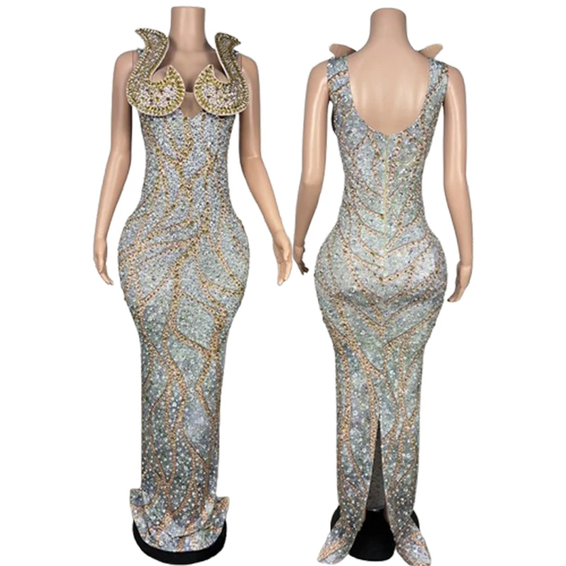 Design Sense Three-dimensional Serpentine Decoration Concert Light Luxury Evening Dress Night Show Model Performance Clothes