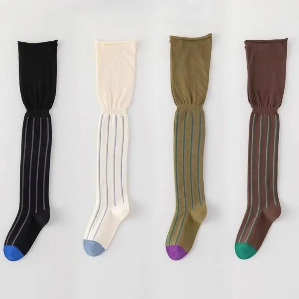 

Носки-трубы средней длины в британском стиле, чулки выше колена в вертикальную полоску, длинные чулки-трубы, эластичные высокие носки со свободным носком