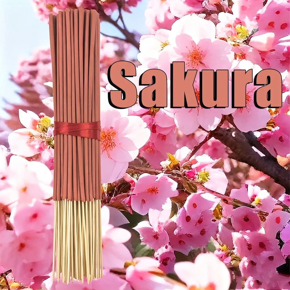 Sakura-Flavored Pure Handmade Thick Incense Sticks, 22cm Long Bamboo Incense Sticks, Made from Natural Sakura Incense Powder and Purely Handcrafted The Scent Is Rich and Intense. Long-Lasting Burning Time, Purifies the Air Environment, Enhances the Quality of Life, Suitable for Yoga. Home, Entertaining Guests, Meditation, Etc.