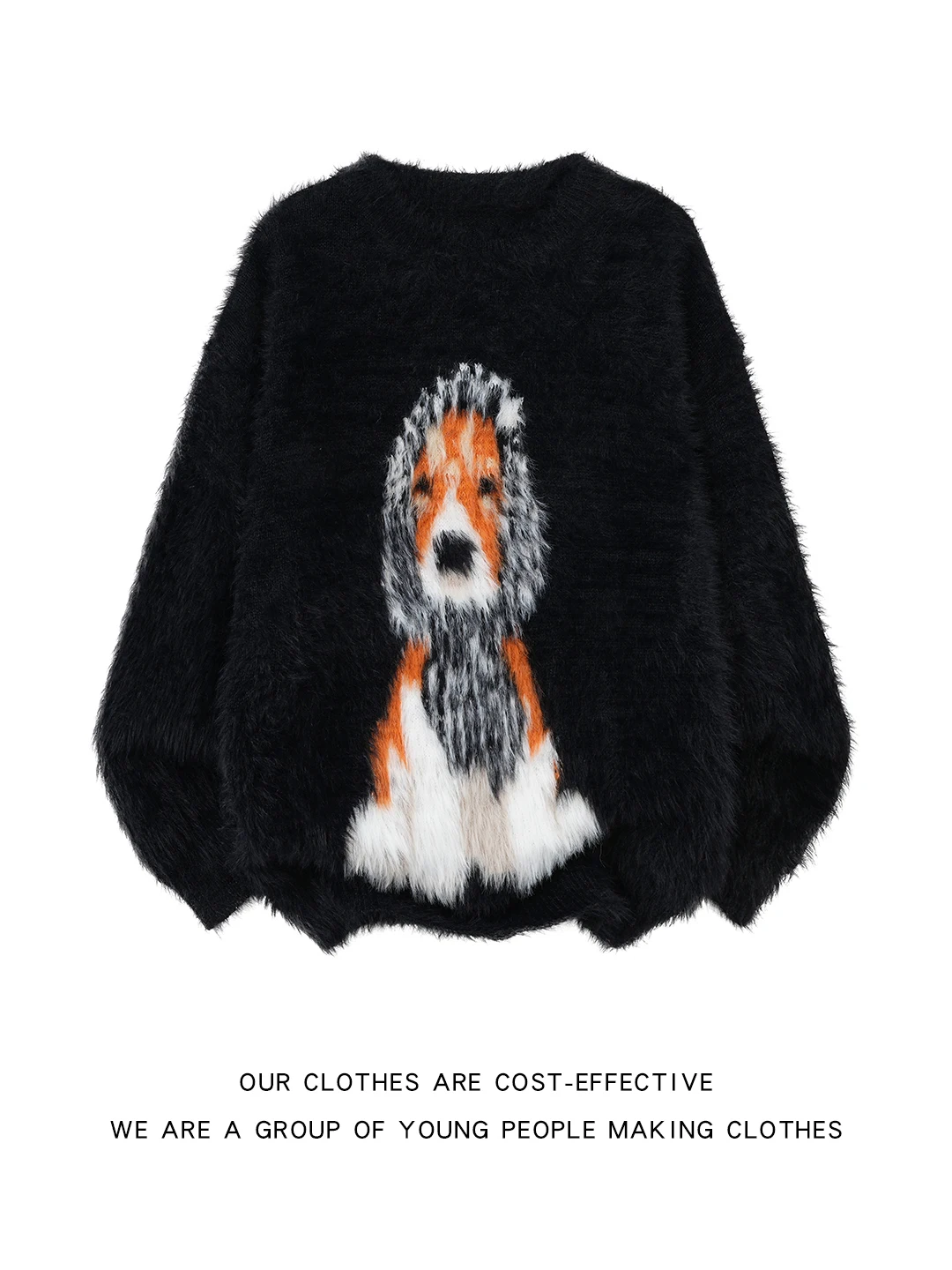 

Вязаный свитер с принтом американской мультяшной собаки, утепленный, зимний, из искусственного меха норки, для мужчин и женщин, повседневный, для пар, с длинными рукавами