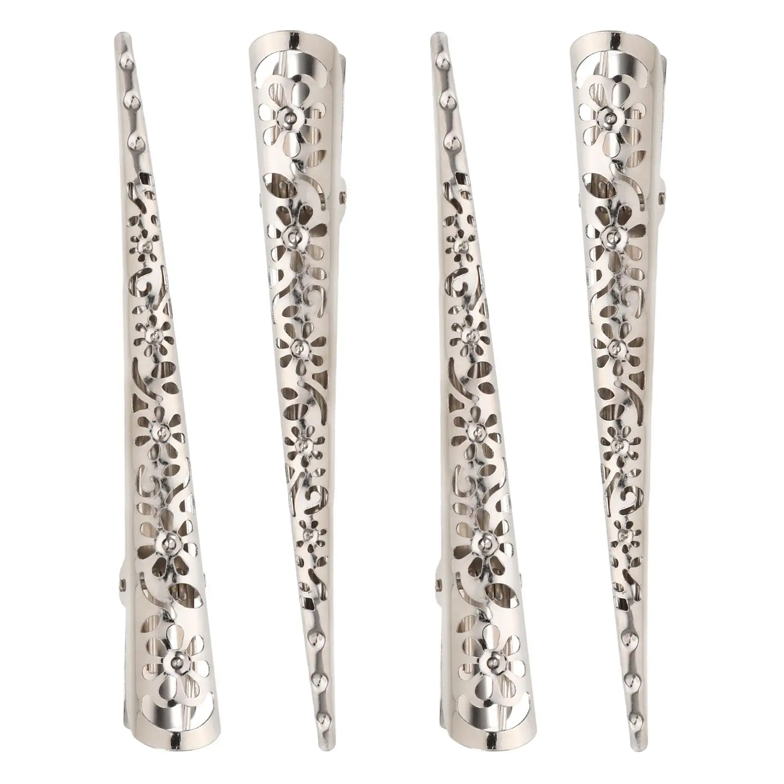 

4 Pcs Silver Metal Hair Clip Women Accessories Hollow Flower Heart Design Durable Without Teeth Hairpin For Girls Ladies