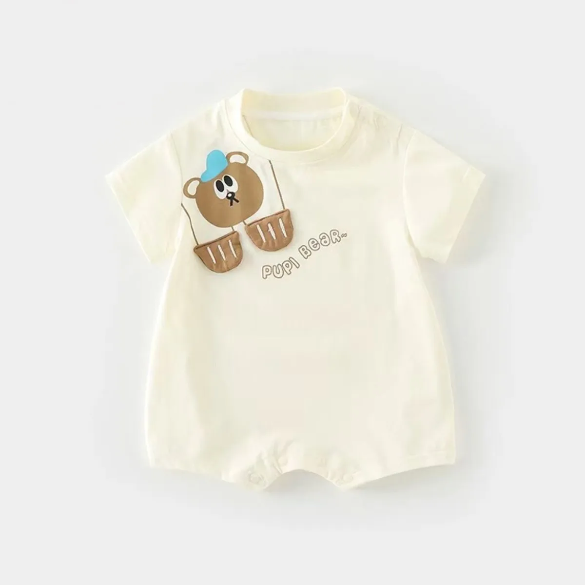 Baby Boy Girl Summer Lightweight Short Sleeve Romper 6-24M Infant Pure Cotton Breathable Bodysuit Newborns Casual Cartoon Onesie