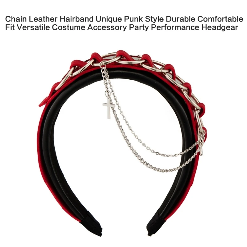 Punk Chain Buckle Headband for Cosplay Dress Up Hairhoop Masquerades Headwear Animation Hair Accessories