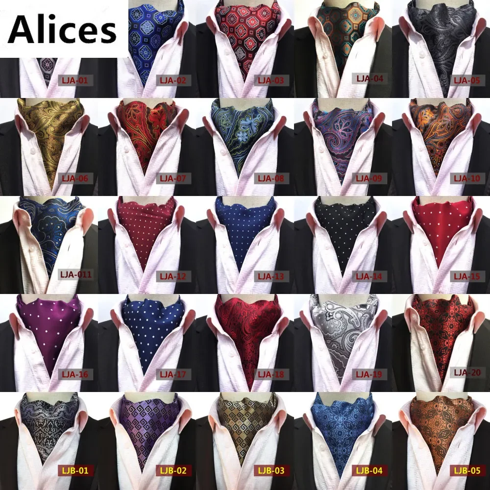 

200 Colors Style New Design High-end Men's Fashion Polka Dot Men Long Silk Cravat Ascot Ties Gentlemen Dots Ascot