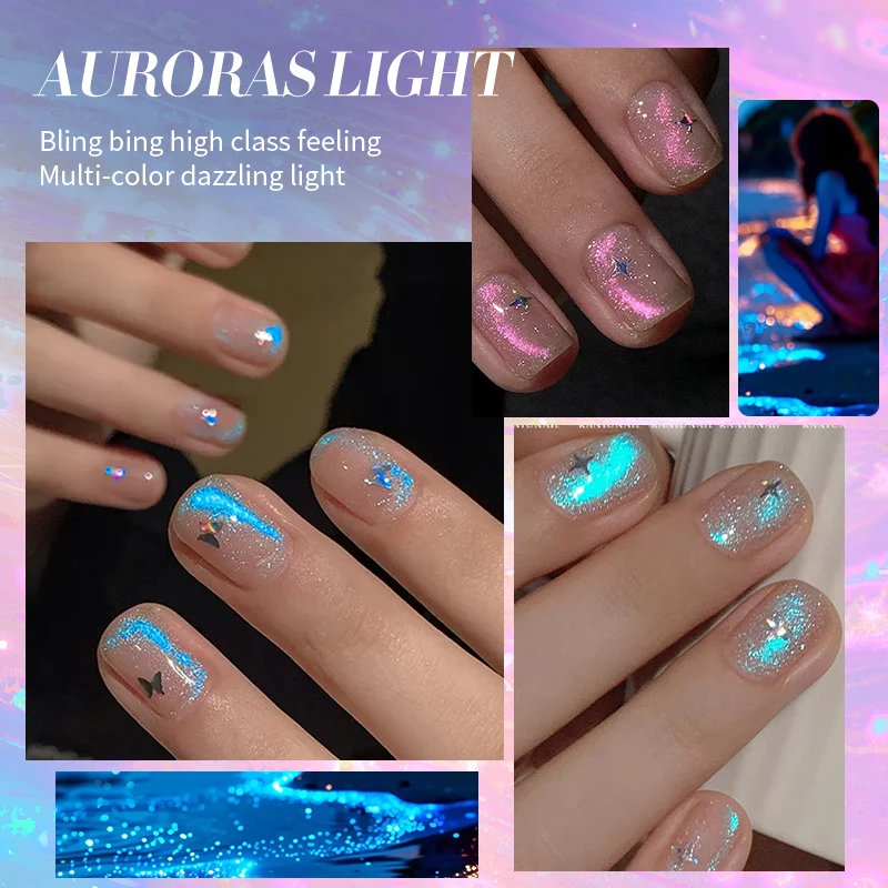 BORN PRETTY 10ml Auroras Blue Cat Smalto per unghie gel magnetico Brillante Glimmer Fata Smalto gel magnetico per unghie estive Fai da te