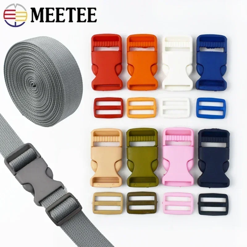 1/2/5Sets 20/25mm Dog Collar Release Buckle Webbing Sliders Tool Suit Bag Strap Side Clip Plastic Hook Tapes Tri-Glide Accessory