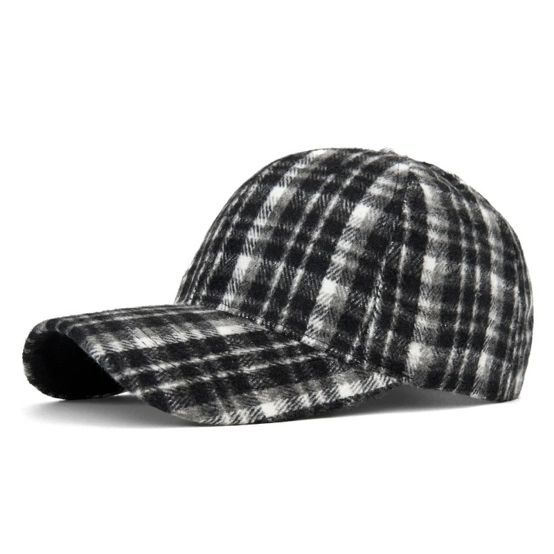Hüte für Männer und Frauen, neue klassische karierte Baseballkappe für Herbst und Winter, hartkrempige, gesichtsschlankmachende Entenschnabelkappe, Sonnenhut – Detail 8