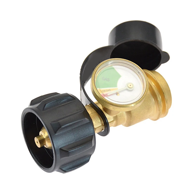 

AA79 New Outdoor Gas Tank Inflation Converter With Luminous Pressure Visual Gauge Brass Bottle Cylinder Connector