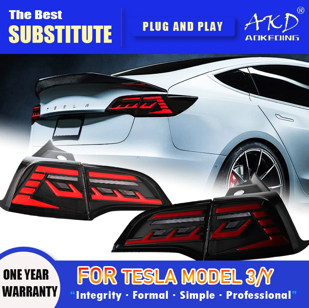 

Задний фонарь AKD Tesla Model 3 Светодиодный задний фонарь Model3 Model Y Задний противотуманный тормозной сигнал поворота Автомобильные аксессуары