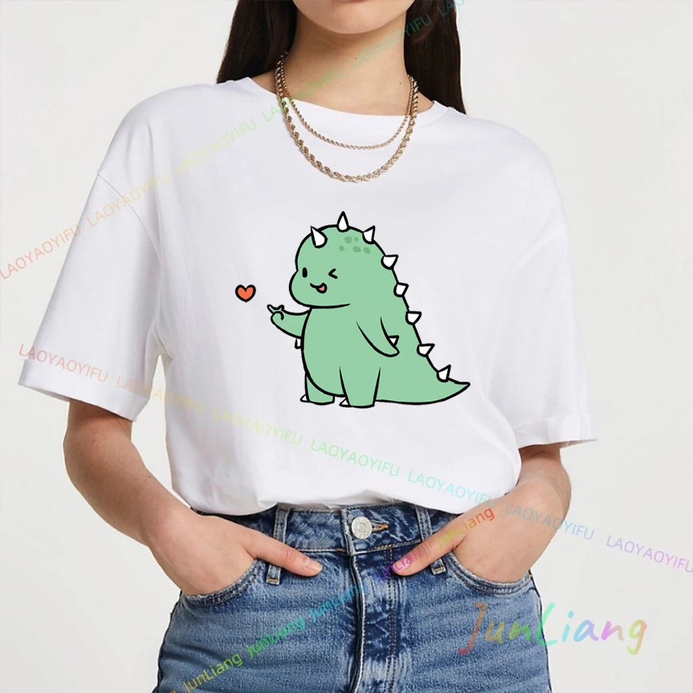 

Забавная футболка для пары с принтом «Любовь», женская и мужская футболка с принтом «Днозавр», летняя свободная женская футболка с круглым вырезом для влюбленных, 100% хлопок