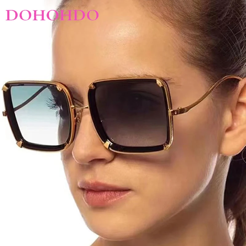 

New Luxury Square Rivet Women Sunglasses 2025 Brand Designer Trend Retro Eyewear Men Outdoor Travel Shade Sunglass Ladies UV400