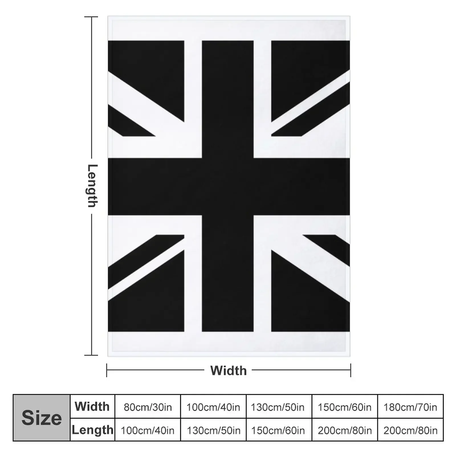 UNION JACK BLK/WHT Throw Blanket Sofa Throw manga funny gift Decorative Throw Shaggy Extra Large Blankets