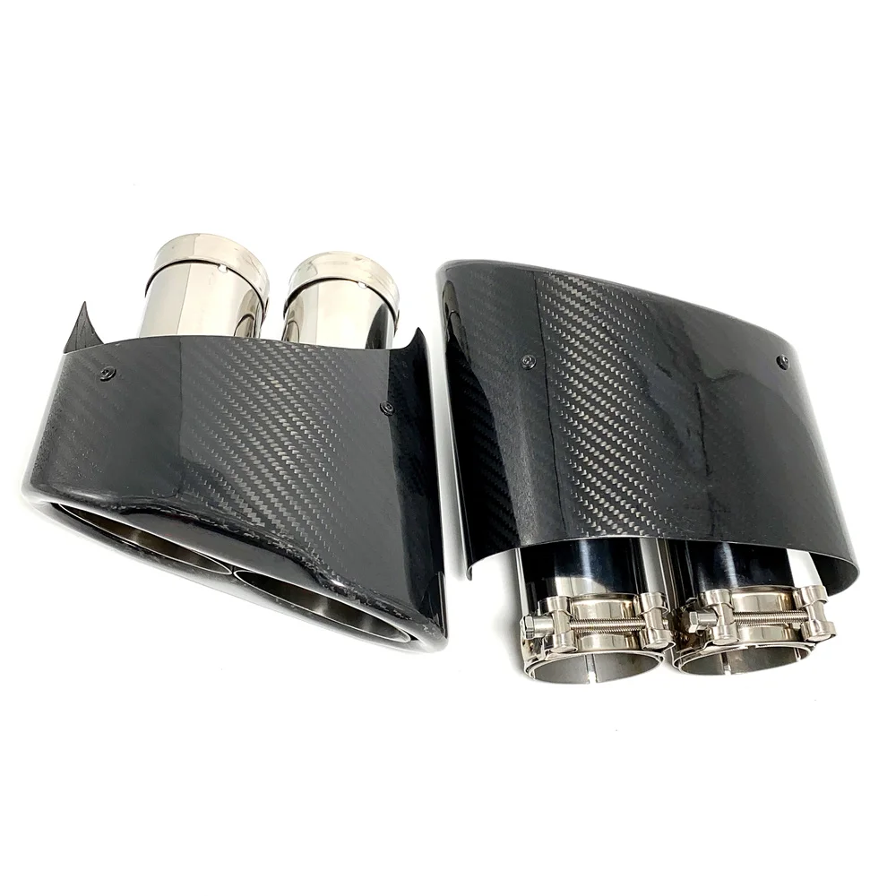 1 Pair Carbon Fiber Exhaust Tip For Audi RS3 RS4 RS5 RS6 RS7 A3 A4 A5 A6 A7 Car Styling Double Inner Muffler Tip Exhaust System