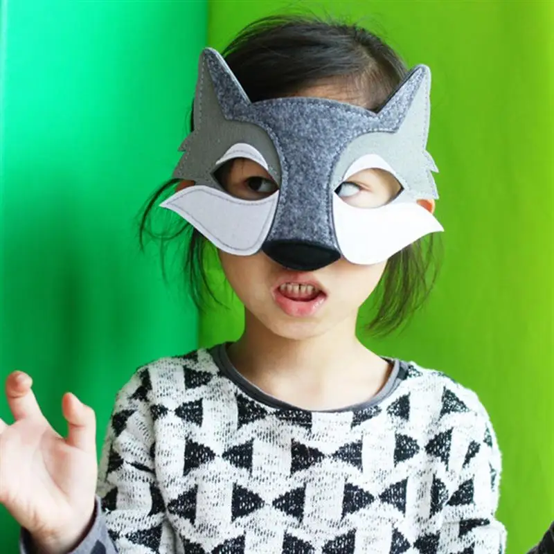 3Pcs Wolf Masker Decor Kids Party Wolf Hoofd Masker Decor Cosplay Party Wolf Hoofd Masker Rekwisieten Grappige Vilt Wolf masker Decor Voor Kids Gift