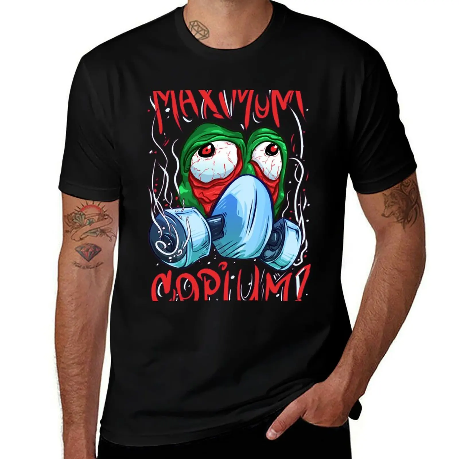 MAXimum Copium! Sad Green Frog Meme T-Shirt Trendy Print Short Sleeve T-Shirt