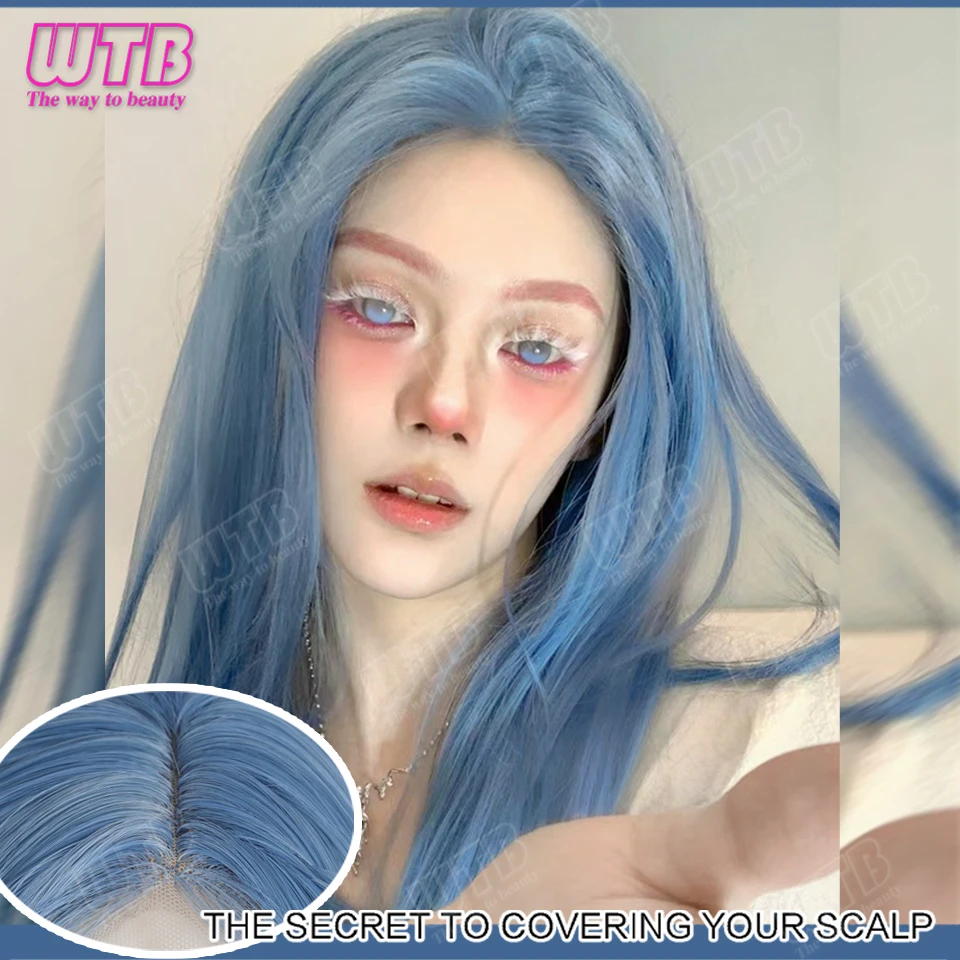 WTB Lace Front Style Synthetic Lolita Wig Smooth Long Straight Wig Suitable for Women to Wear Daily Holiday and Cosplay Use