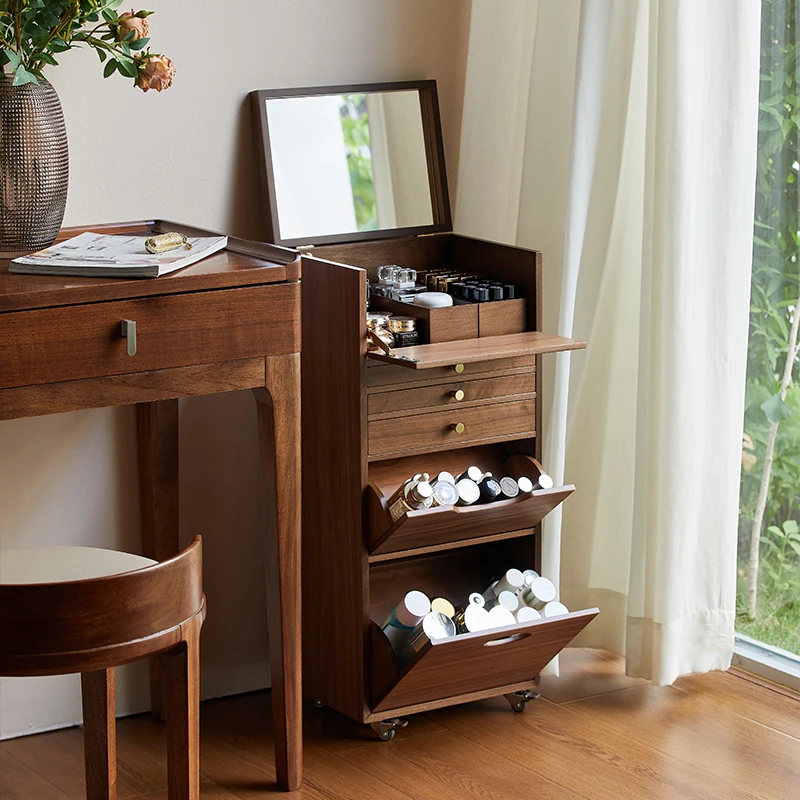 Cosmetics storage cabinet floor-to-ceiling removable household high-end dust-proof jewelry storage integrated trolley
