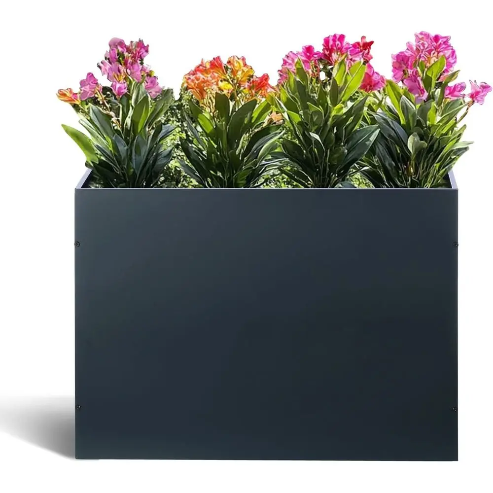 

Высокий прочный уличный ящик-кашпо с дренажем, серый, 32x12x24