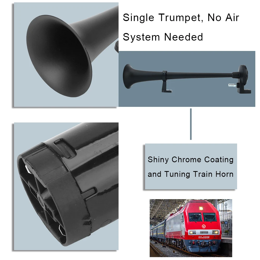 Car Air Horn 17inch 150DB 180 Hertz Horn 12V Super Loud For Car Truck Train Moto Universal Single Trumpet Compressor