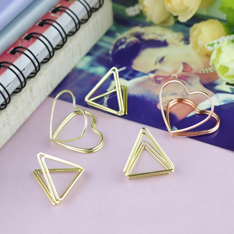 5pcs Metal Business Card Holder Desktop Photo Stand Sticky Notes Message Triangle Organizer for Office Supplies