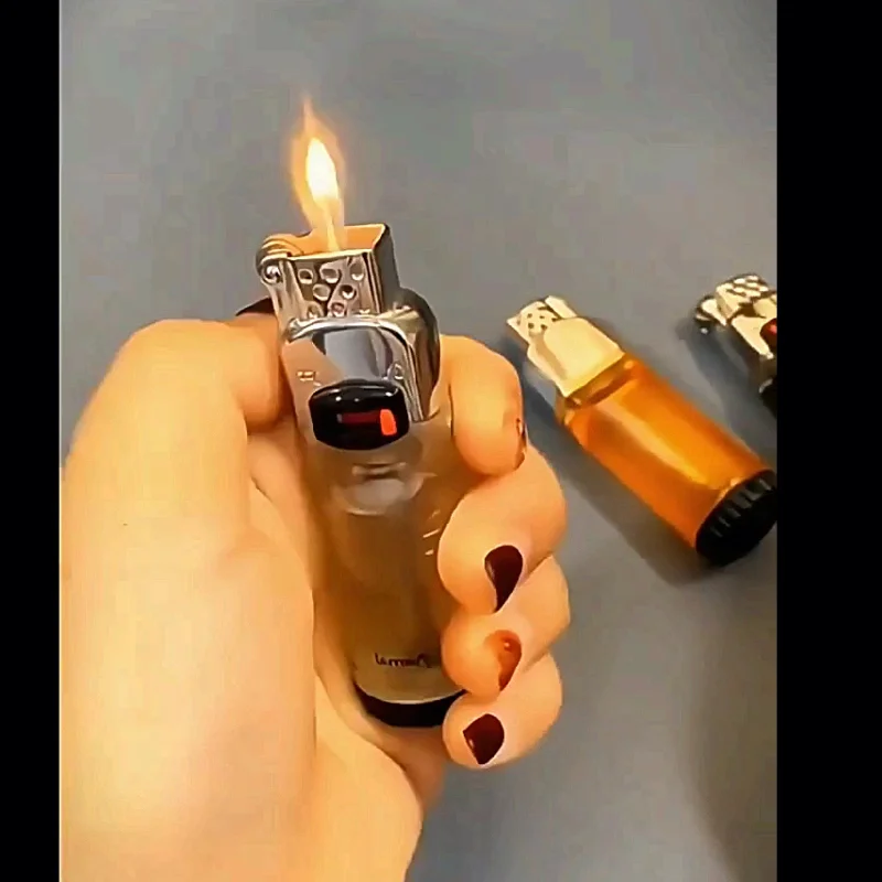 Creative Small Flame Fashion Lighter Flame Lock Function Butane Gas Flying Fire Lighter Cigarette Igniter Exquisite Gift for Men