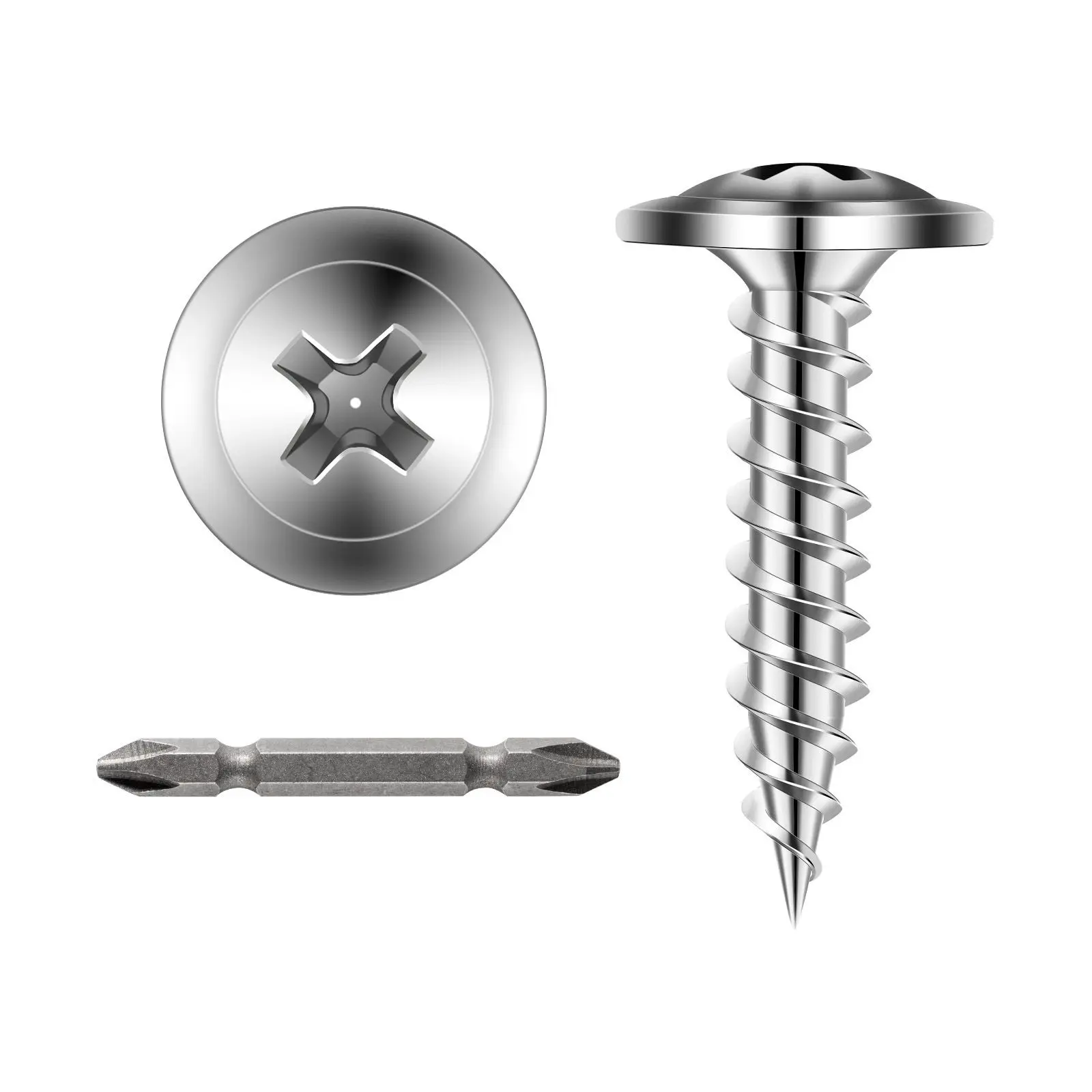 Screws, #8 x 3/4 inch Length Self Drilling Drywall to Wood Screw, All Purpose High-Hardness Stainless Steel Wall Anchors with a Phillips Drill Bit, Cross Slot for Home Renovation(300 per Box)
