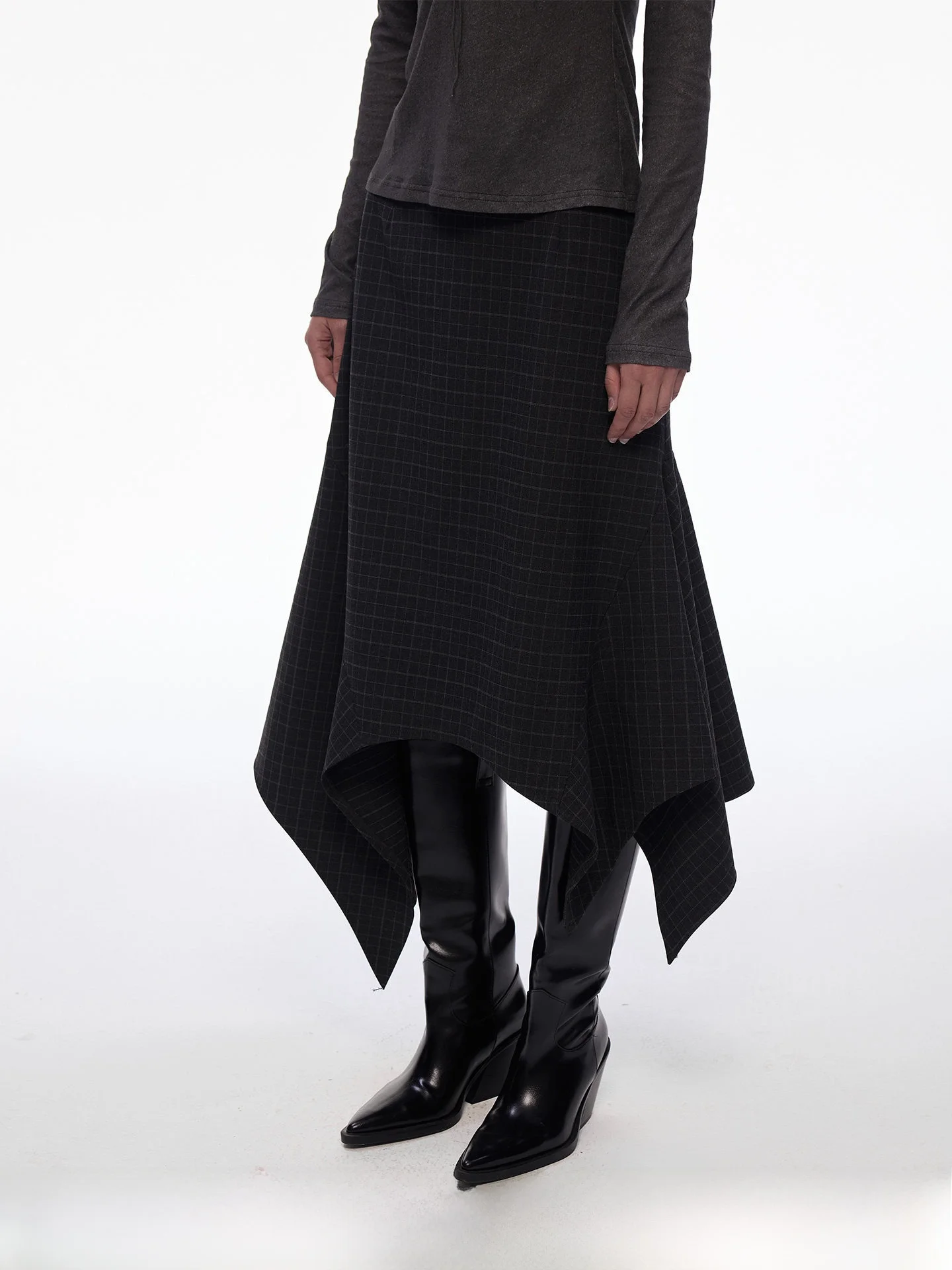 

Юбка Billconch K Plaid асимметричная миди, женская универсальная юбка А-силуэта, стандартный крой, смесь полиэстера, хлопка и спандекса