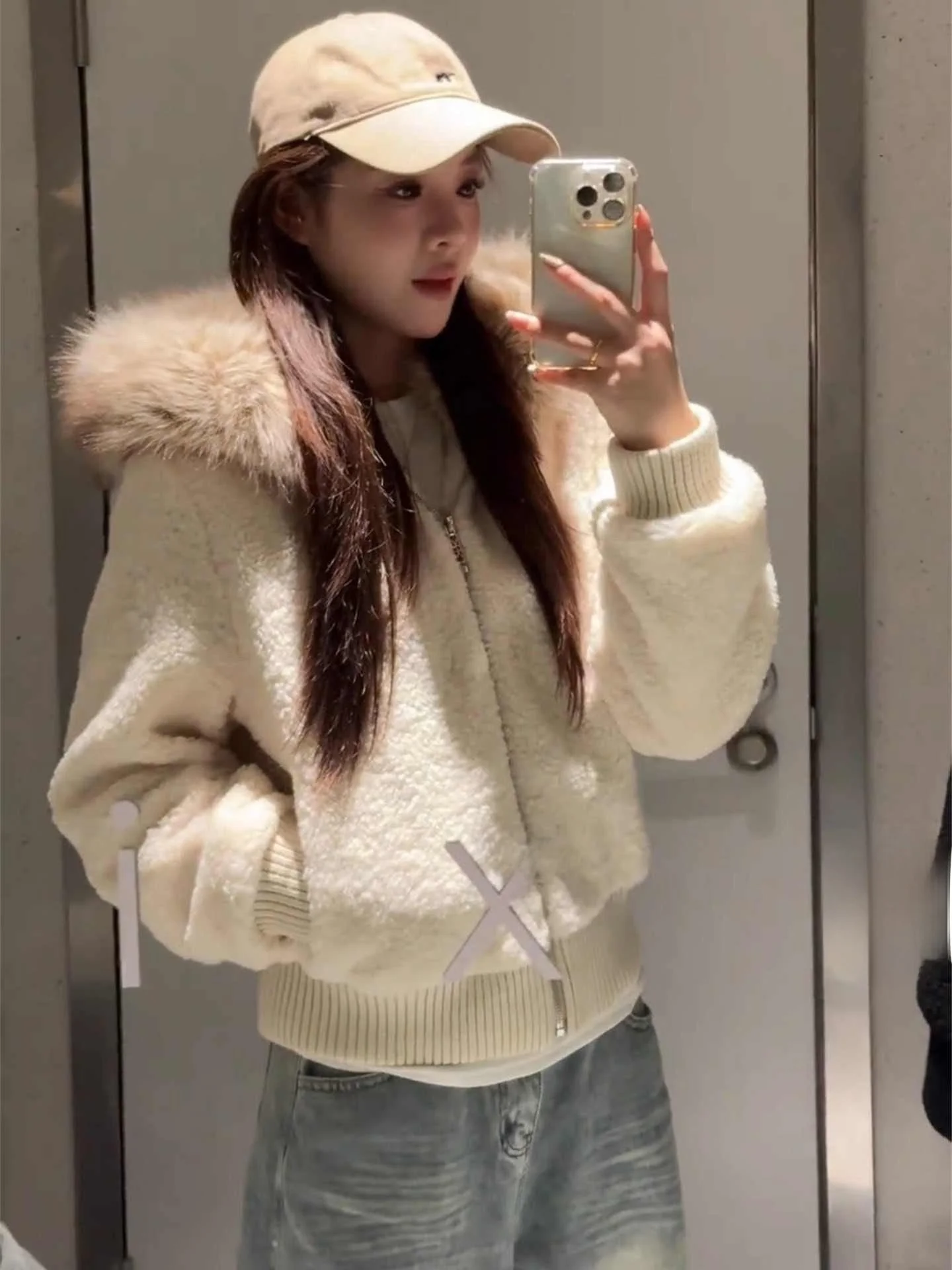 

Sli Джет с капюшоном и меховым воротником Модный женский свитшот Уникальный привлекательный топ Свободный крой Длинный све