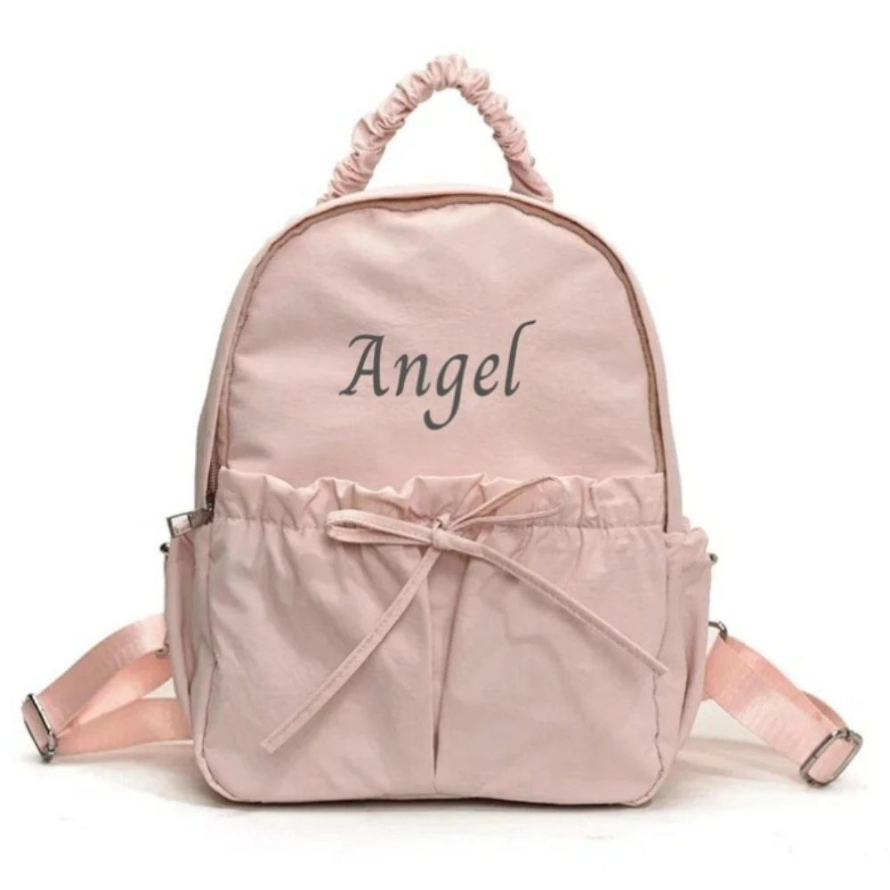 حقيبة ظهر تحمل اسم شخصي، حقيبة بمقبض مكشكش مطرزة حسب الطلب، حقيبة ظهر لطيفة للأطفال والمراهقين، حقيبة اسم مخصص للسفر المدرسي هدية