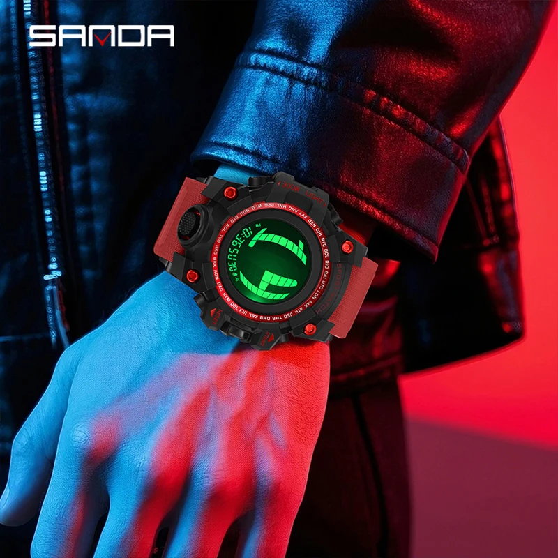 SANDA 2200 New Men's Electronic Watch Multifunction Chronograph Luminous Calendar Waterproof Outdoor Sports Watches for Man