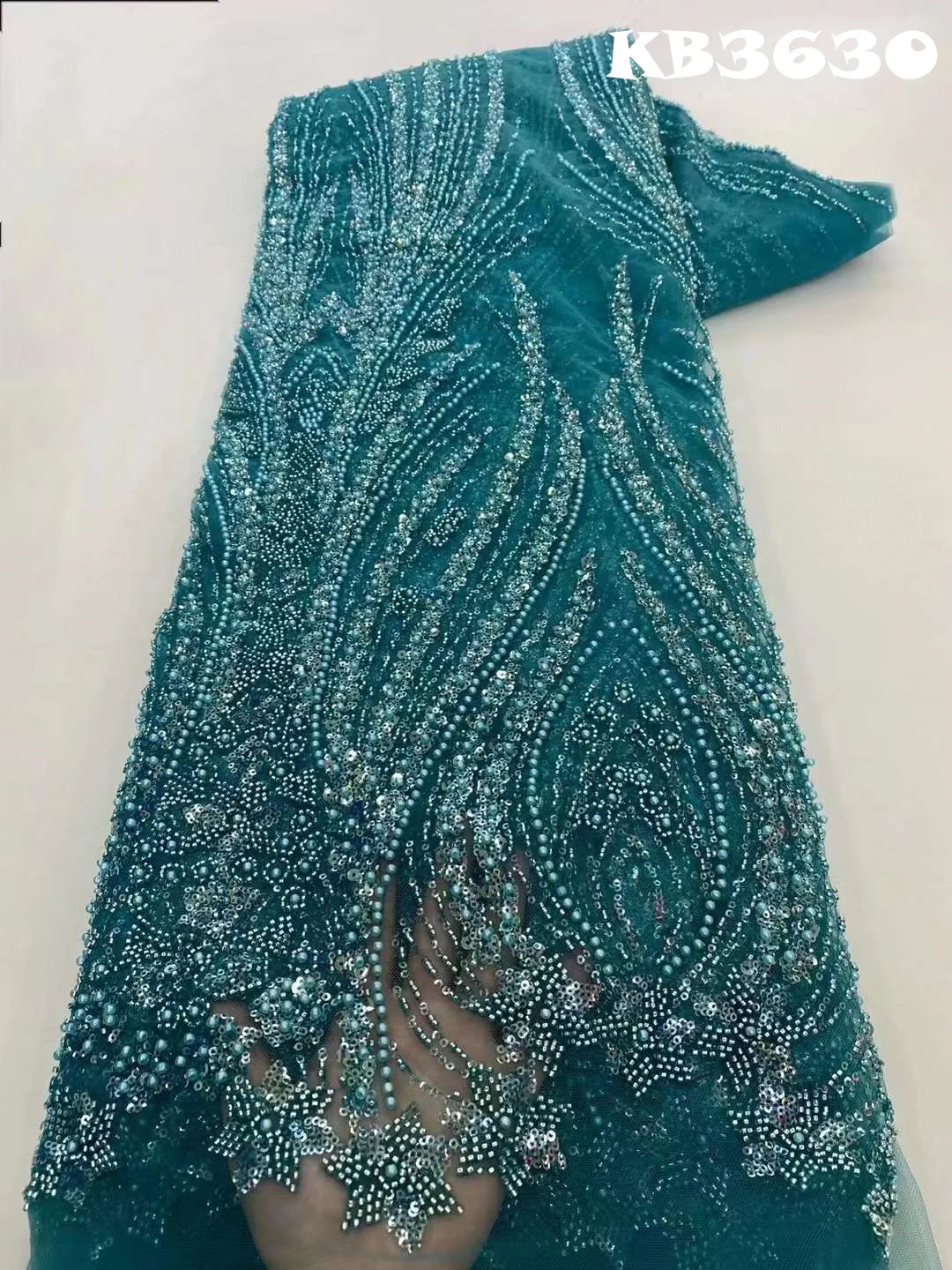 Tela de encaje con cuentas negras, malla francesa nigeriana, elegante vestido de noche de lujo 2024, tela de encaje de lentejuelas verdes para coser