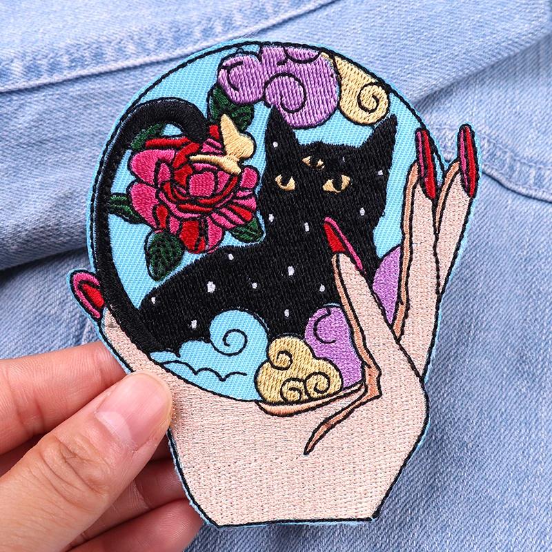 Cartoon/Animal Embroidered Patches Cat Patch Jackets Sew Applique Iron On Patches For Clothing thermoadhesive Patches On Clothes