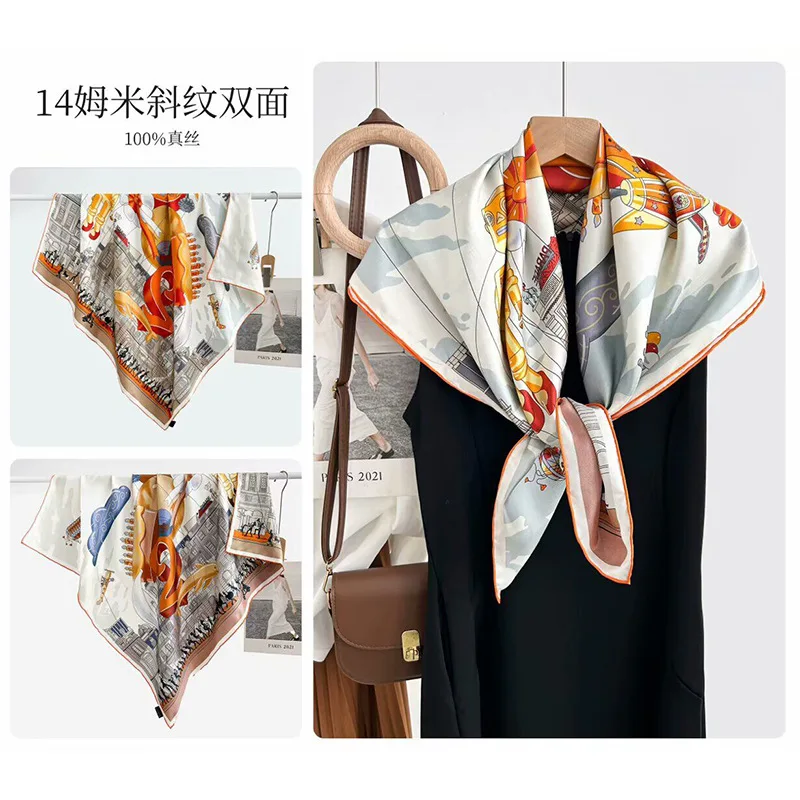 

Доступная роскошь: стильный шарф 85 см, большой платок, двусторонний, разноцветный, ручной работы, с завитыми краями, модная женская шаль