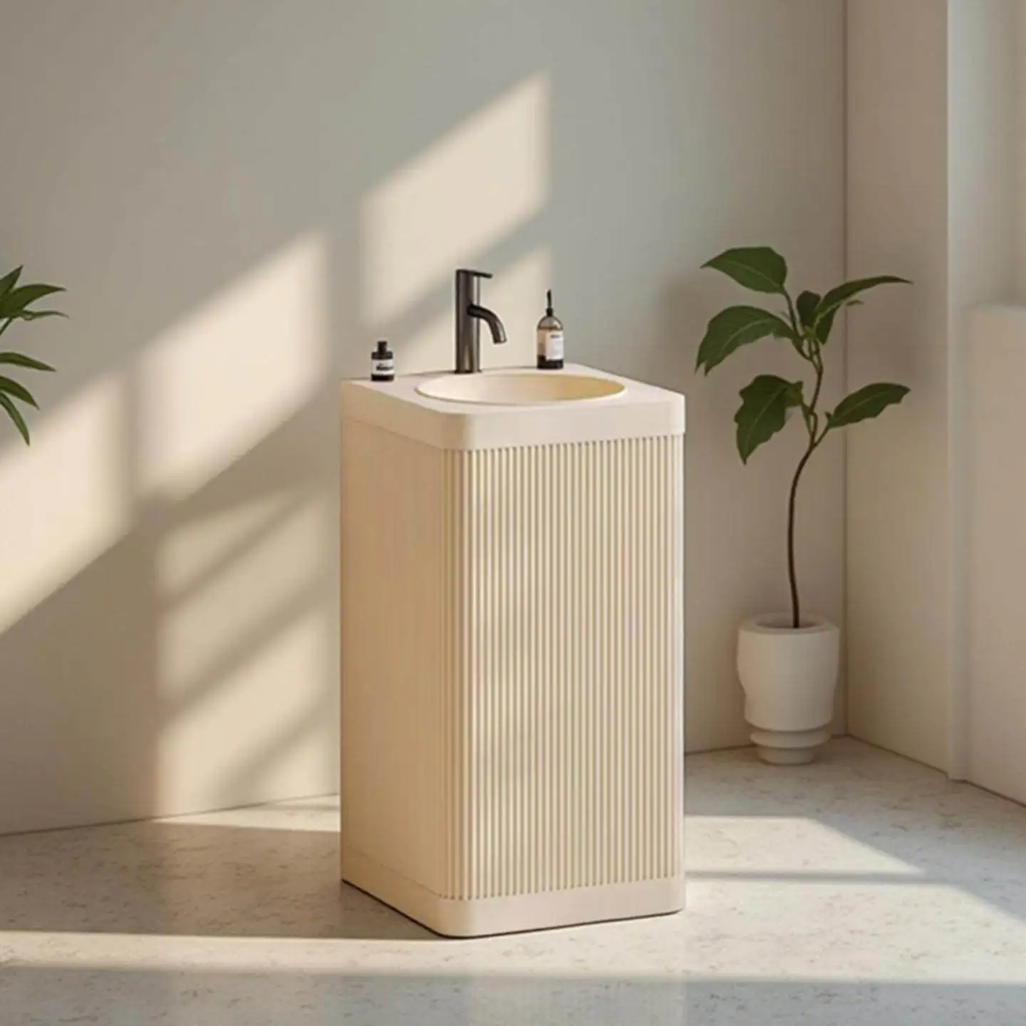 Personalized cream wind wash basin creative wash split type face wash table commercial garden art color column basin