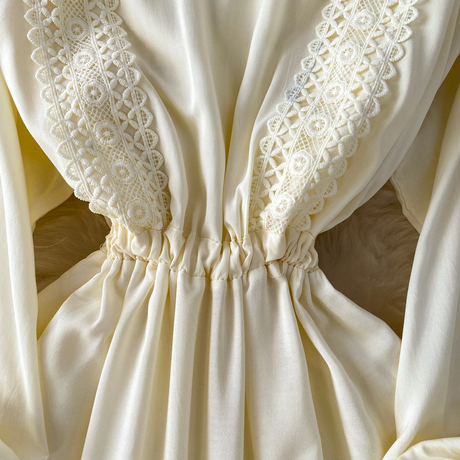 النمط الفرنسي الدانتيل الربط فستان طويل المرأة 2025 جديد الخريف ضوء الفاخرة الماس س الرقبة فساتين فضفاضة فستان الحفلات النسائية