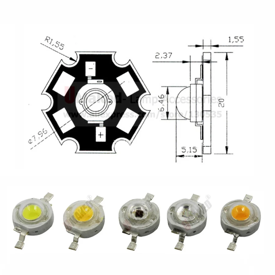 10pcs 1/3W 20mm 100lm high power led bead, LED chips beads, LED DIY lighting bead led bulb downlight tracking lamp source