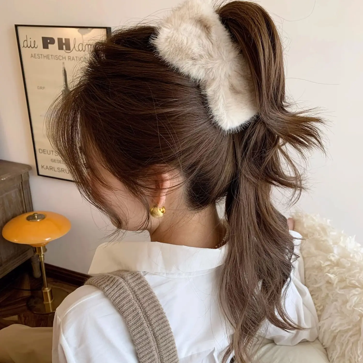 

1 шт., плюшевая заколка с узлом-бабочкой, осень/зима, новая заколка для волос, женская заколка на затылке, головной убор с акулой