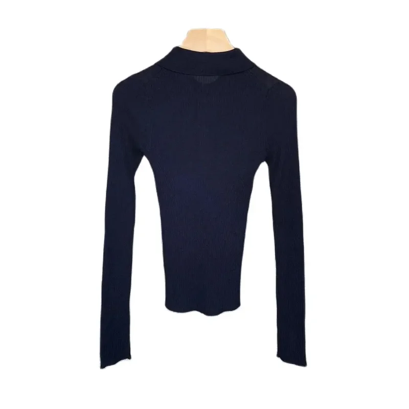 New 2024 High Quality Women Sweater Cashmere Pullover Polo Collar Slim Fit Solid Elegant Design Trendy Stylish Casual Mi