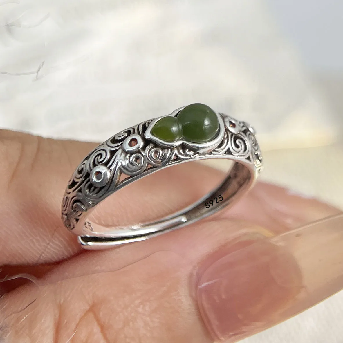 925 Sterling Silver Rings For Women Geometric Fine Jewelry Finger Adjustable Simple Colorful Stone Ring For Party Birthday Gift