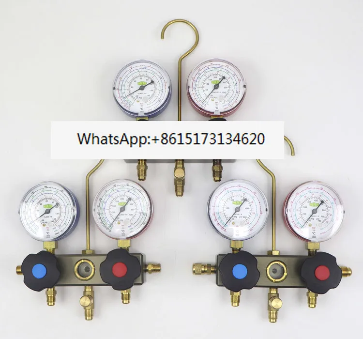 Air conditioning snow type gauge pressure plus fluorine gauge tube plus liquid composite dual pressure refrigerant gauge set