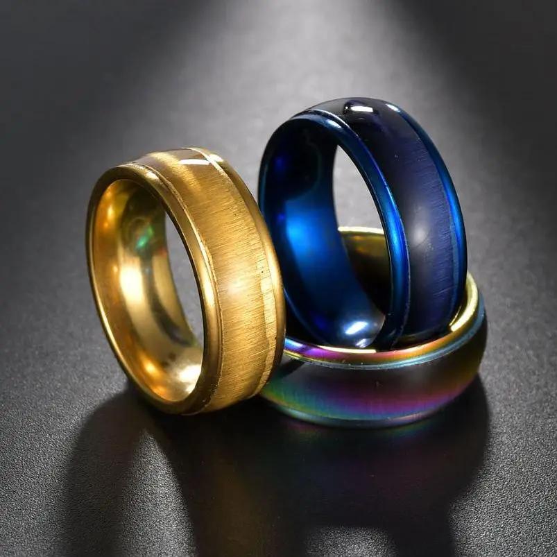 3 Colors Fashion Stainless Steel Rings for Men Women Jewelry Gift