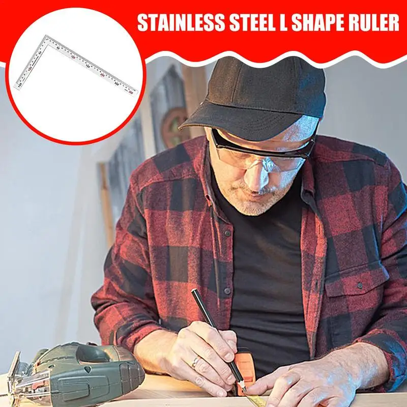 ไม้บรรทัดกรอบสี่เหลี่ยมแบบกรอบสี่เหลี่ยมไม้บรรทัดสี่เหลี่ยมรูปตัว L สำหรับกรอบประตูหน้าต่างป้องกันสนิมไม้ฉากขวา